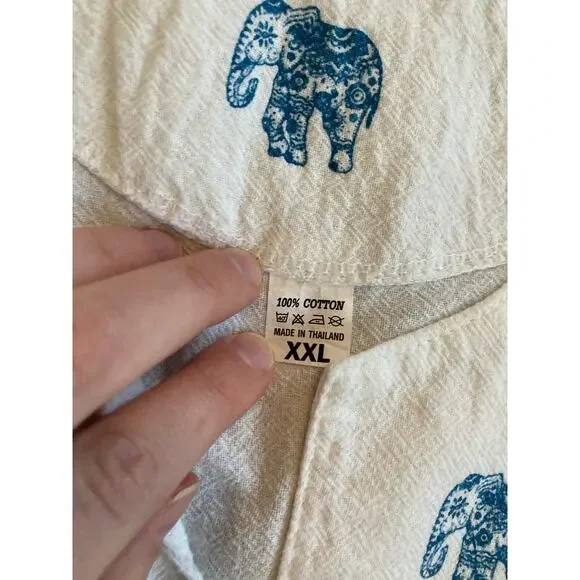 Elephant Top 2XL Geometric Art Short Sleeve V-Neck Boho Beach Hippie Shirt XXL - Picture 9 of 14